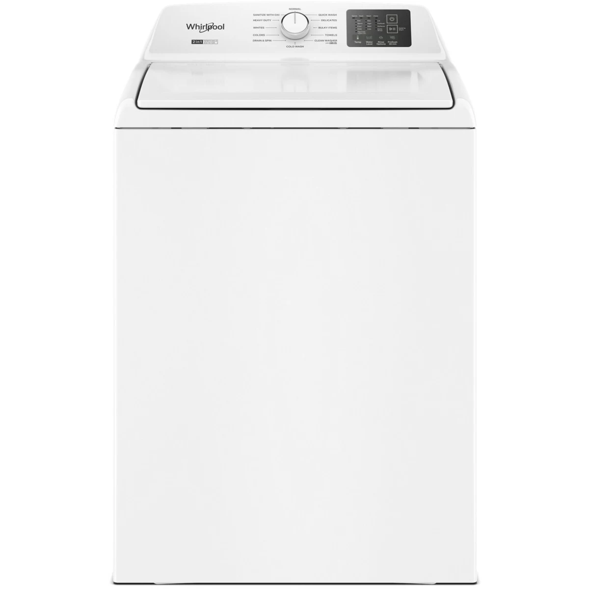 Whirlpool - WTW4107SW - 27 Inch Top Load Washer with 4.3 cu ft. Capacity, 12 Wash Cycles, 5 Temperature Settings, 2-in-1 Removable Agitator, Presoak Option, and Clean Washer with Affresh® Cycle