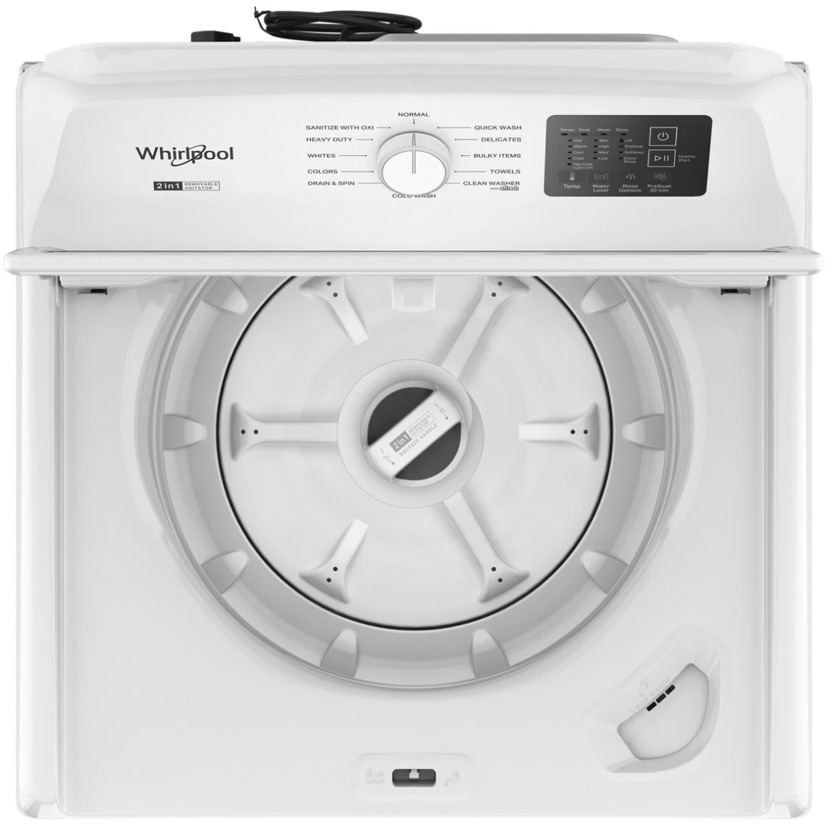 Whirlpool - WTW4307SW - 27 Inch Top Load Washer with 4.3 cu ft. Capacity, 12 Wash Cycles, 5 Temperature Settings, 2-in-1 Removable Agitator, Presoak Option, and Clean Washer with Affresh® Cycle
