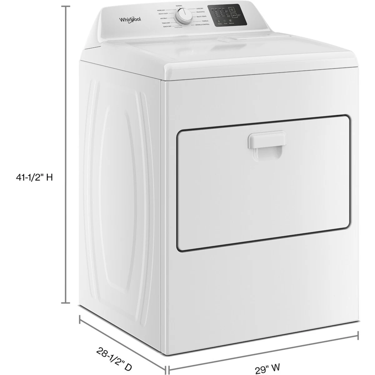 Whirlpool - WGD4307SW - 29 Inch Gas Front Load Dryer with 7.0 cu ft. Capacity, 11 Dryer Cycles, 4 Temperature Settings, AutoSensing, Quick Dry, and Wrinkle Shield™ Option