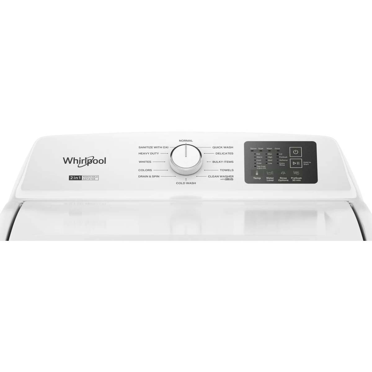 Whirlpool - WTW4107SW - 27 Inch Top Load Washer with 4.3 cu ft. Capacity, 12 Wash Cycles, 5 Temperature Settings, 2-in-1 Removable Agitator, Presoak Option, and Clean Washer with Affresh® Cycle