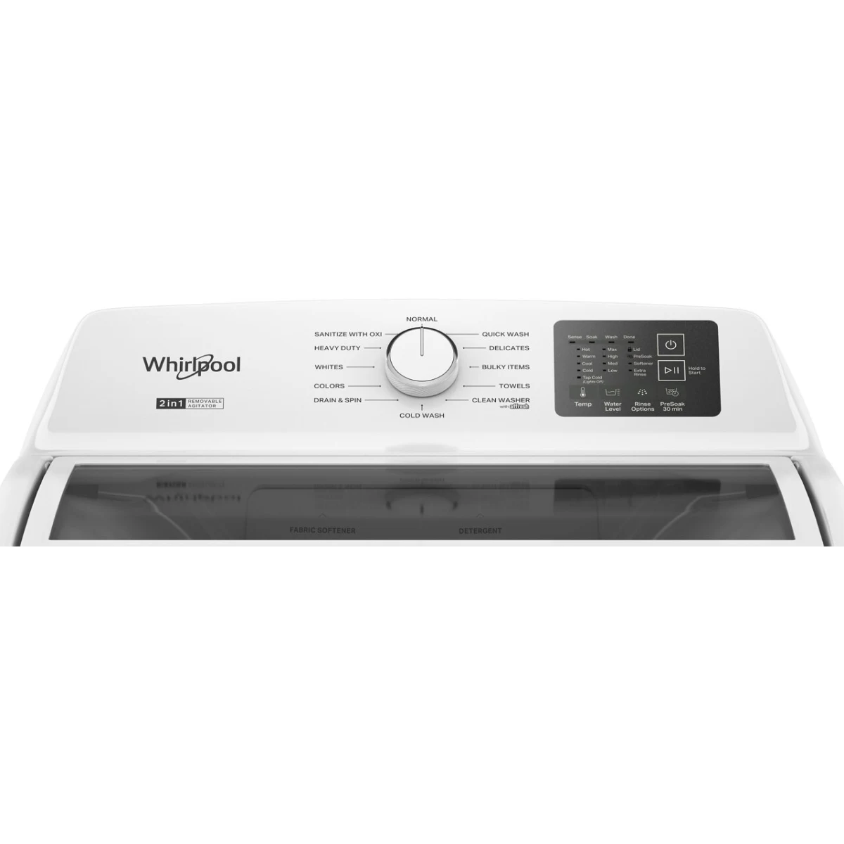 Whirlpool - WTW4307SW - 27 Inch Top Load Washer with 4.3 cu ft. Capacity, 12 Wash Cycles, 5 Temperature Settings, 2-in-1 Removable Agitator, Presoak Option, and Clean Washer with Affresh® Cycle