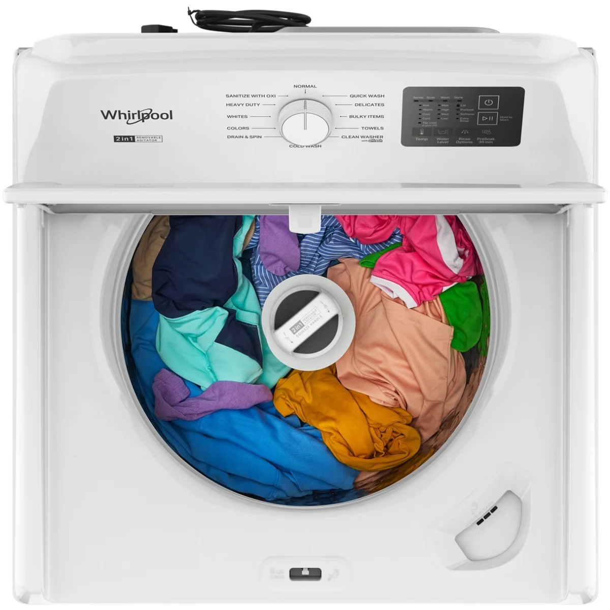 Whirlpool - WTW4107SW - 27 Inch Top Load Washer with 4.3 cu ft. Capacity, 12 Wash Cycles, 5 Temperature Settings, 2-in-1 Removable Agitator, Presoak Option, and Clean Washer with Affresh® Cycle