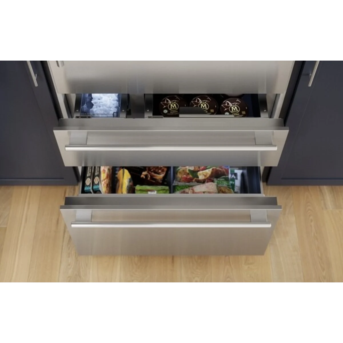 Thermador Freedom® Collection - T36BB110SS - 36 Inch Built-In Bottom Mount Smart Refrigerator with 19 cu. ft. Total Capacity, ThermaFlex™ Drawer, Internal Water Dispenser, and Ice Maker: Masterpiece Handle