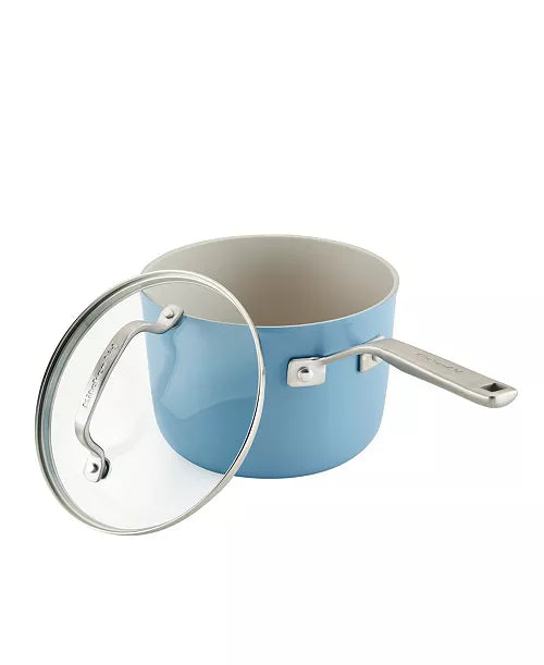 KitchenAid Anodized Ceramic Nonstick 9-Piece Aluminum Nonstick Cookware Set in Blue Velvet