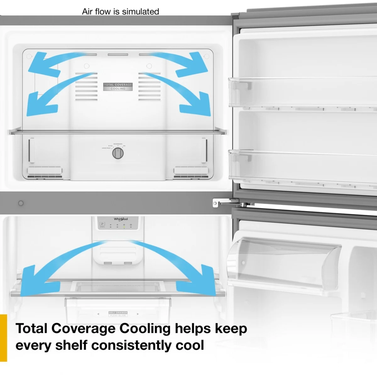 Whirlpool - WRTX3119SZ - 30 Inch Top Freezer Refrigerator with 19.3 Cu. Ft. Capacity, Adjustable Shelves, FreshSpace™ Crispers, Flexi-slide™ Deli Drawer, Garage Ready, Dairy Bin, Electronic Temperature Controls and ADA Compliant: Stainless Steel