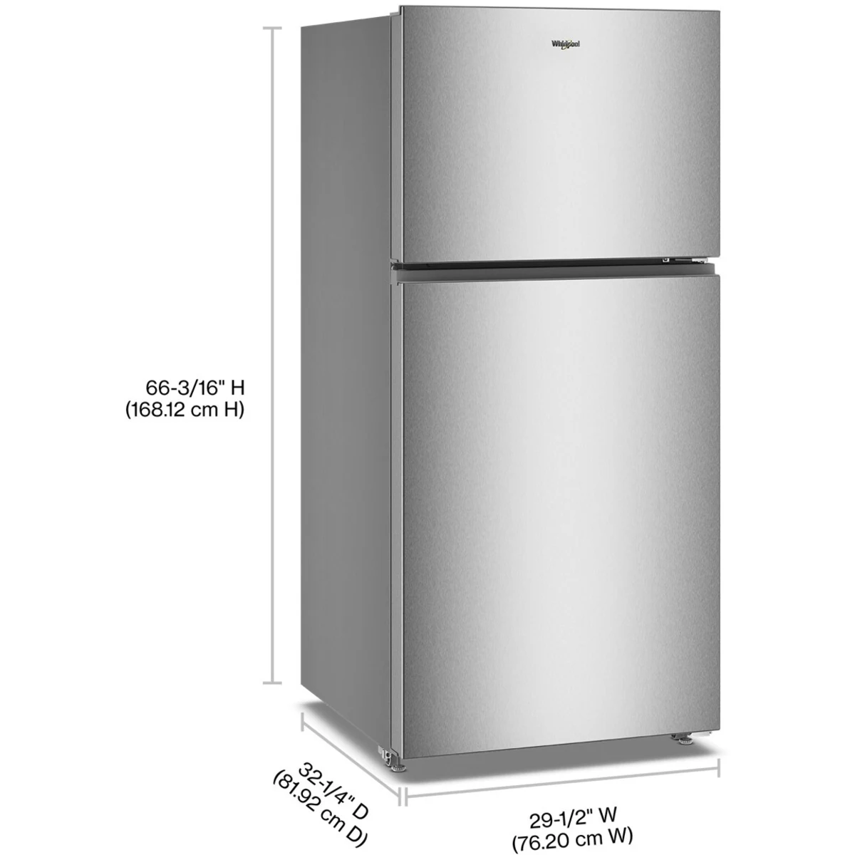 Whirlpool - WRTX3119SZ - 30 Inch Top Freezer Refrigerator with 19.3 Cu. Ft. Capacity, Adjustable Shelves, FreshSpace™ Crispers, Flexi-slide™ Deli Drawer, Garage Ready, Dairy Bin, Electronic Temperature Controls and ADA Compliant: Stainless Steel