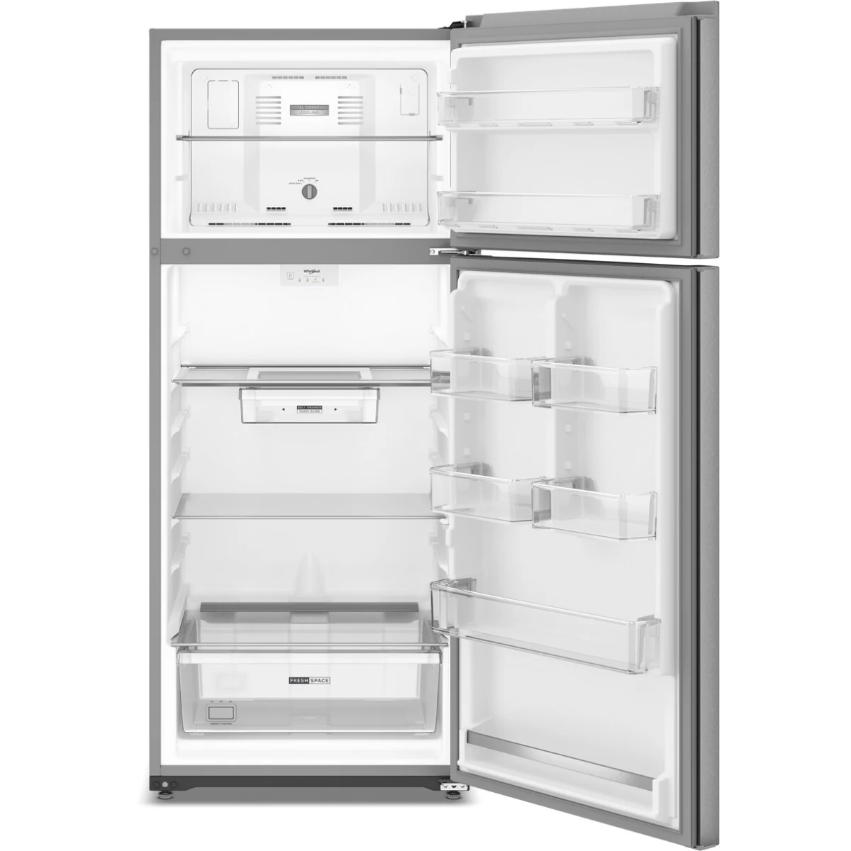 Whirlpool - WRTX5118TZ - 28 Inch Freestanding Top Freezer Refrigerator with 18 Cu.Ft. Capacity, Flexi-slide™ Deli Drawer, Adjustable Glass Shelves, Reversible Door