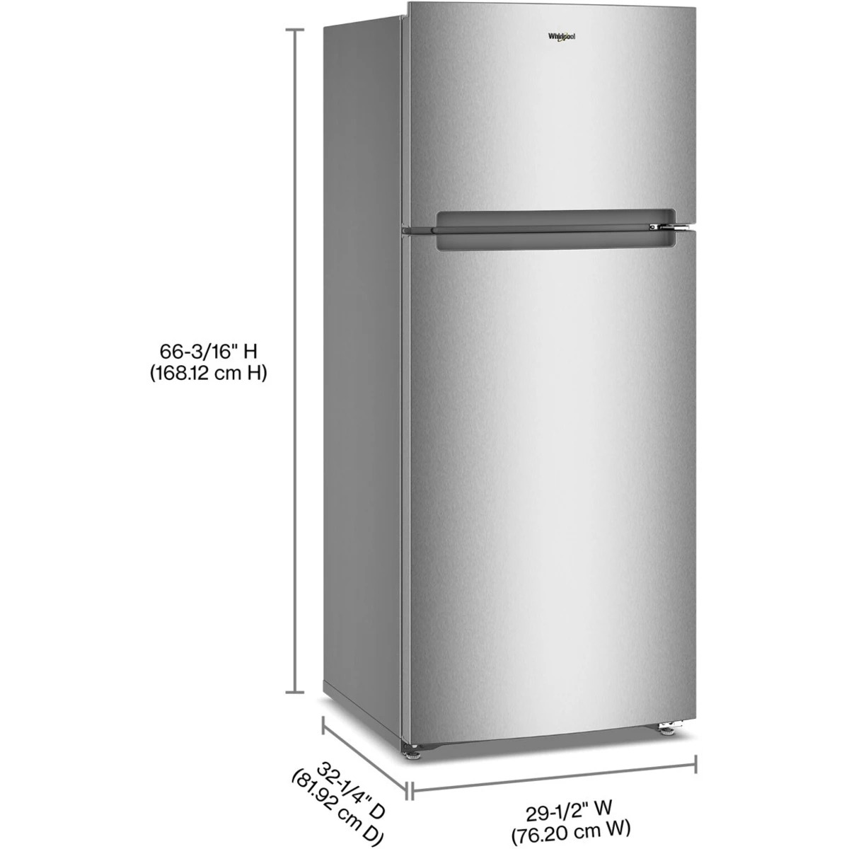 Whirlpool - WRTX5118TZ - 28 Inch Freestanding Top Freezer Refrigerator with 18 Cu.Ft. Capacity, Flexi-slide™ Deli Drawer, Adjustable Glass Shelves, Reversible Door