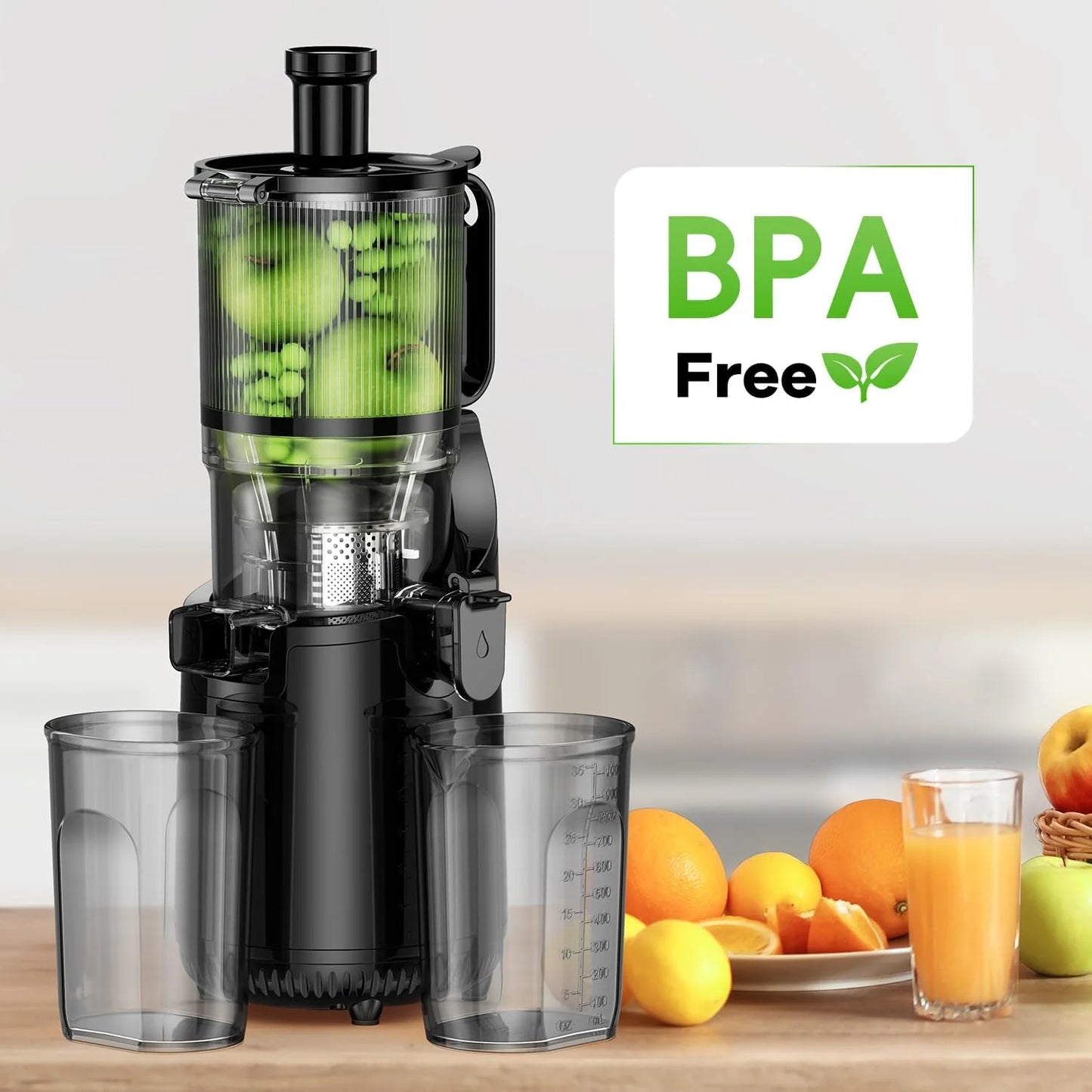 Cold Press Juicer, Amumu Slow Masticating Machines With 5.3" Extra Large Feed