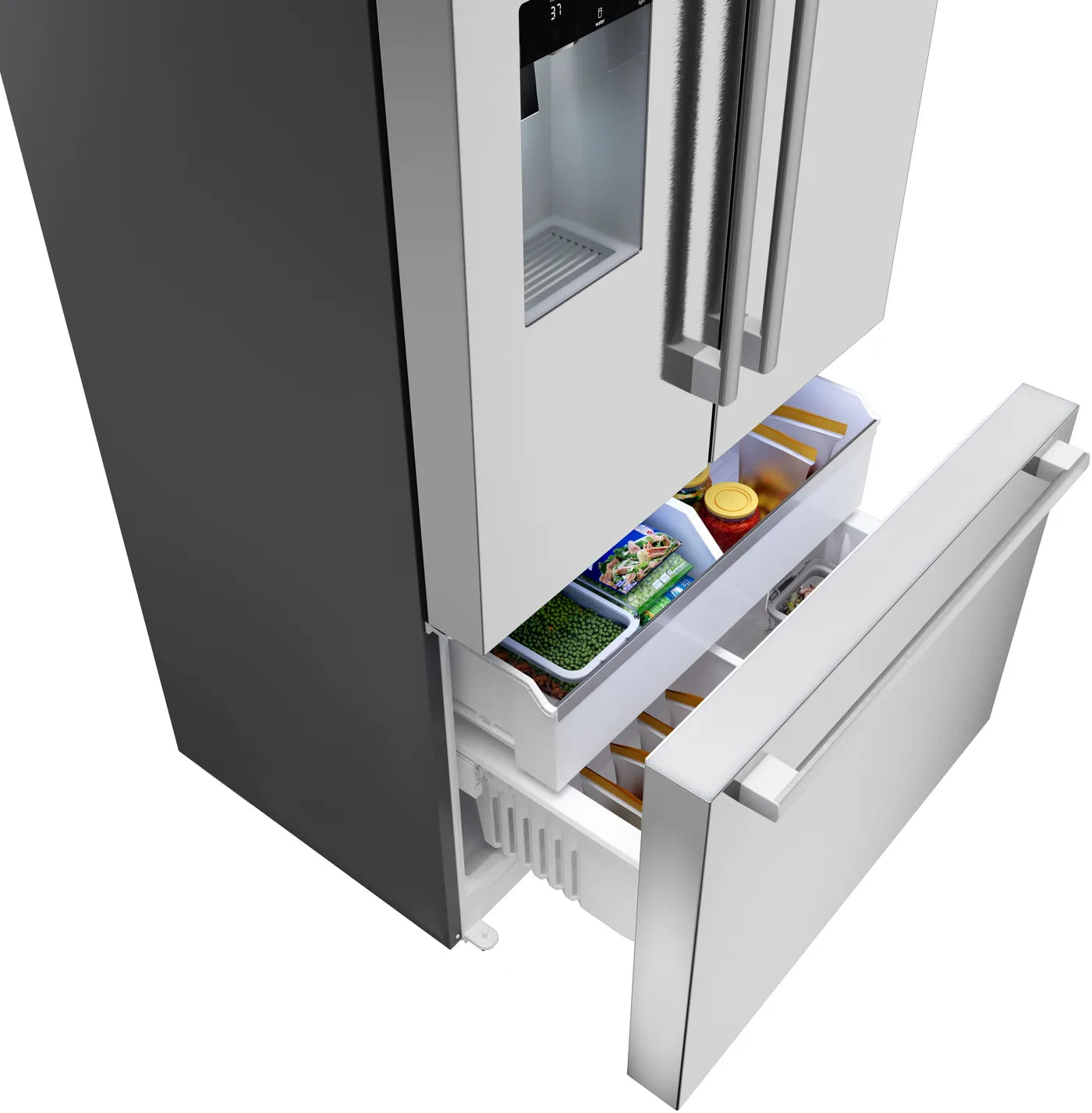 Bosch-B36CD80SNS- 800 Series 36" French 3-Door Stainless Steel Refrigerator, Anti-fingerprint, UltraClarityPro with VitaFresh
