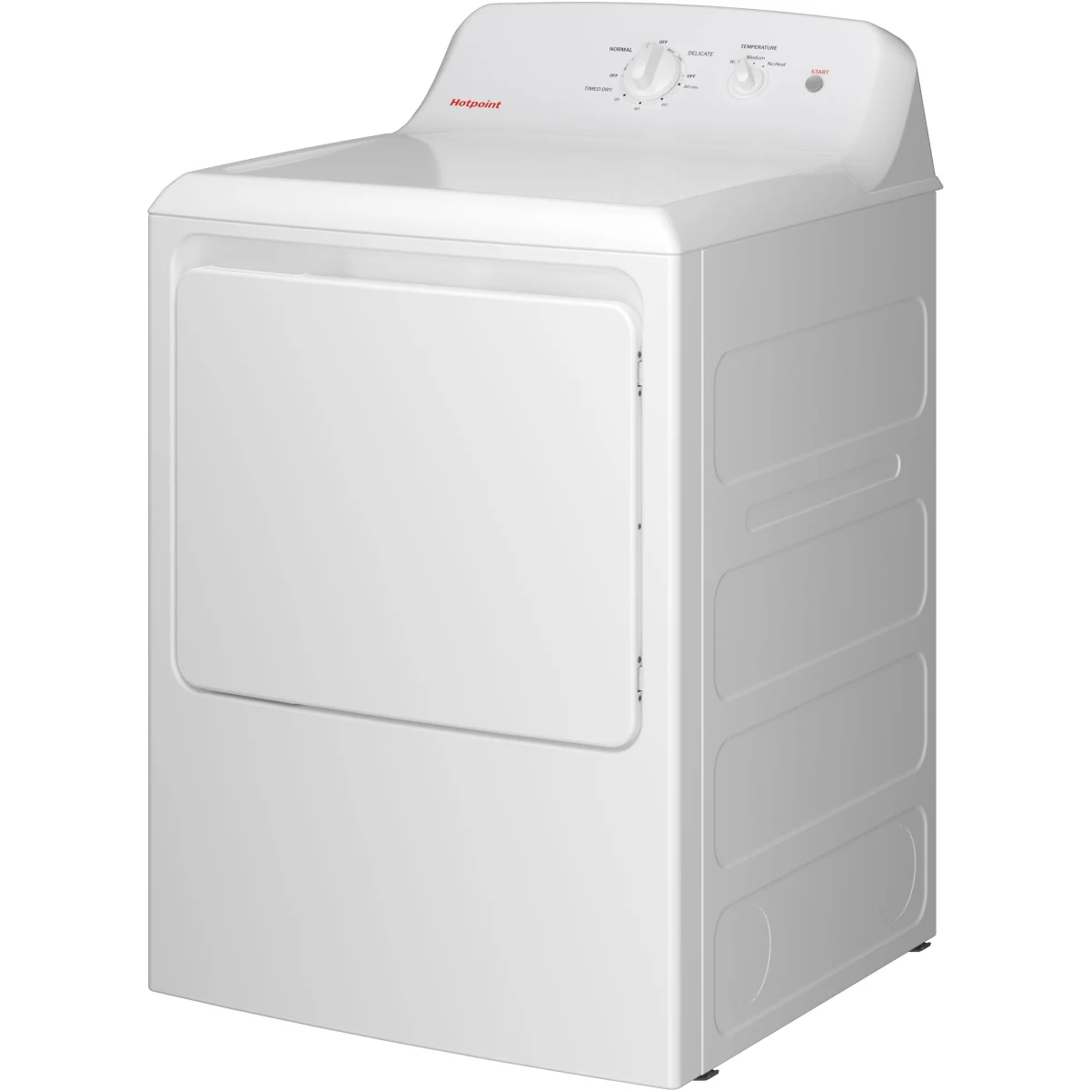 Hotpoint - HTX26GASWWW - 27 Inch Top Load Gas Dryer with 7.2 cu ft Capacity, Auto Dry, Powerful Venting, Large Diffuser, Aluminized Drum, Reversible Dryer Door, Shallow Depth Design and Up Front Lint Filter