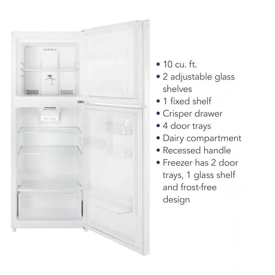 Insignia™ - NS-RTM10WH2 - 10 Cu. Ft. Top-Freezer Refrigerator with Reversible Door and ENERGY STAR Certification - White
