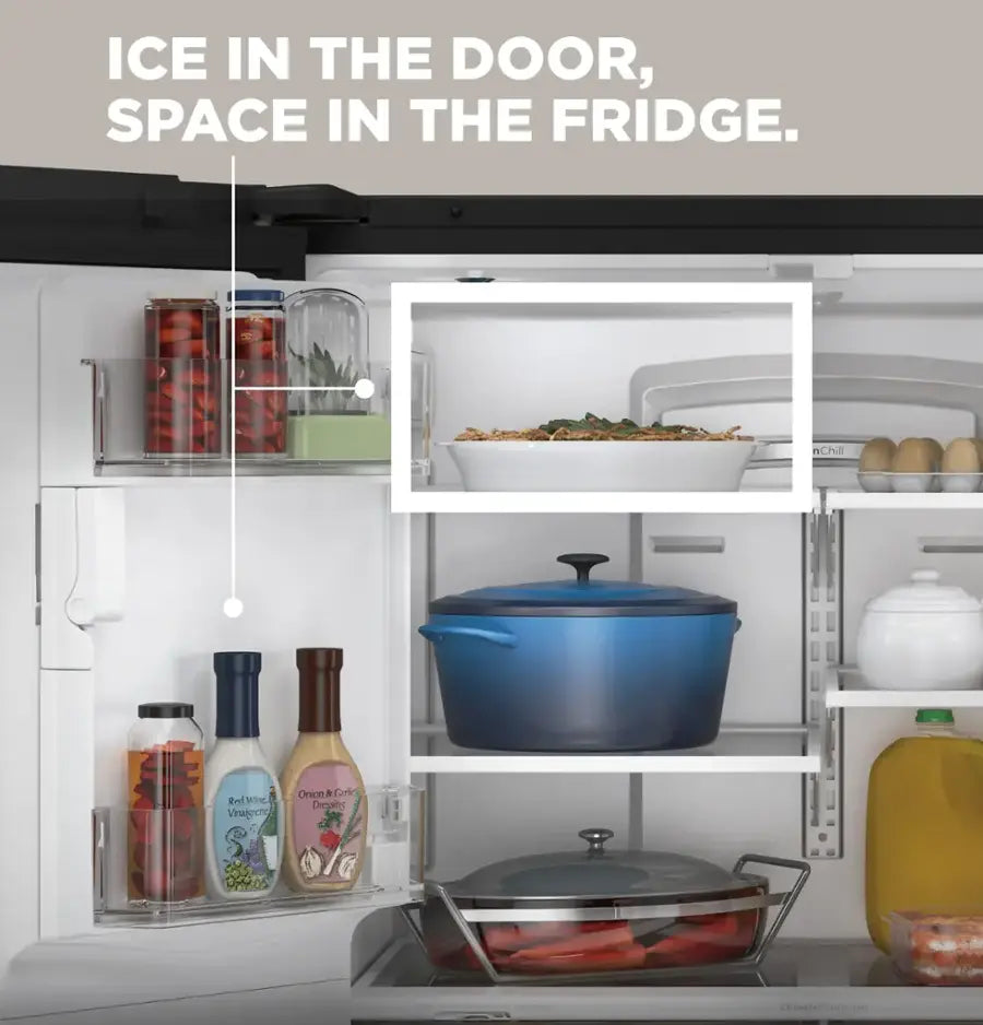 GE -GFE26JYMFS- 25.6 Cu. Ft. French Door Refrigerator with Space-Saving Ice Maker - Stainless Steel