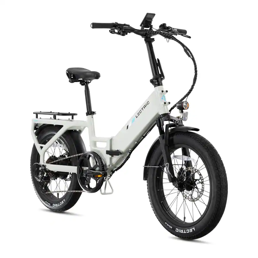 Lectric eBikes - XP4 Step-Thru Foldable eBike (Max 50mi/28mph) + LevelUp Rack - Stratus White Model: 401-01372-W001