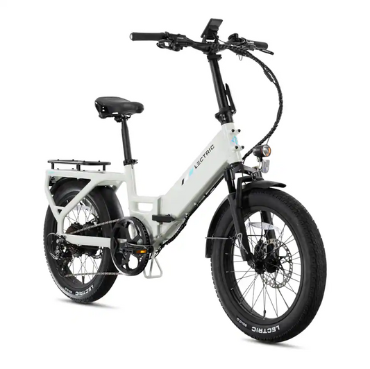 Lectric eBikes - XP4 Step-Thru Foldable eBike (Max 50mi/28mph) + LevelUp Rack - Stratus White Model: 401-01372-W001