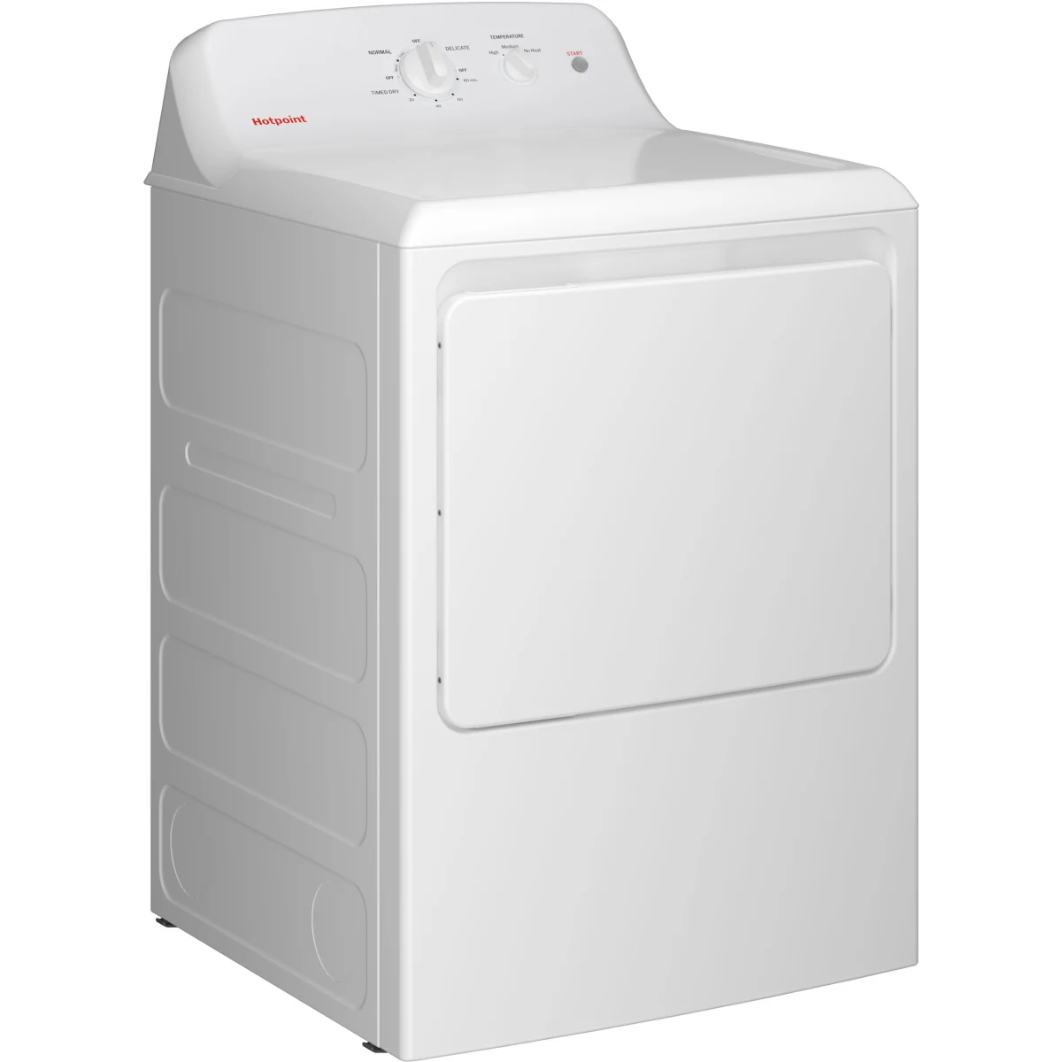 Hotpoint - HTX26GASWWW - 27 Inch Top Load Gas Dryer with 7.2 cu ft Capacity, Auto Dry, Powerful Venting, Large Diffuser, Aluminized Drum, Reversible Dryer Door, Shallow Depth Design and Up Front Lint Filter