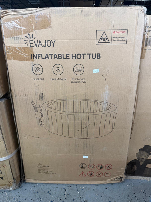EVAJOY Inflatable Hot Tub with Built-in LED, Electric Heater Pump, 140 Air Jets, Brown