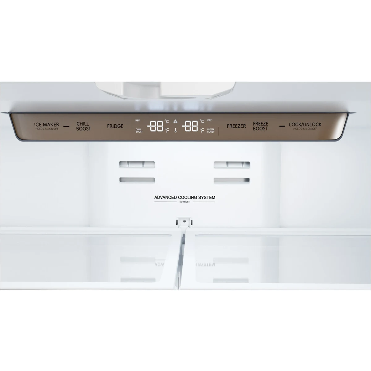 Sharp - SJG2351FS - 36 Inch French 4-Door Counter Depth Refrigerator with 22.5 Cu. Ft. Capacity, Adjustable Slide-In Shelf, Humidity-Controlled Crisper Drawers, Interior Automatic Ice Maker, NSF Certified, and Energy Star Certified