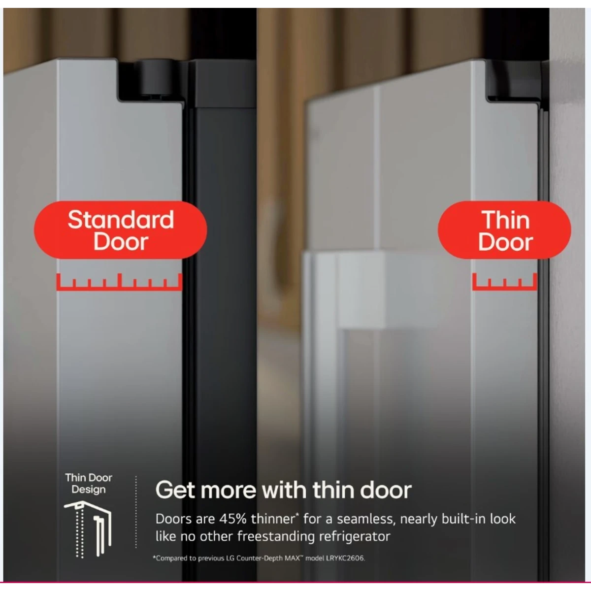 LG -  LF24Z6530S - 36 Inch Counter-Depth MAX™ Freestanding French Door Smart Refrigerator with 23.7 cu.ft. Capacity, Zero Clearance™ Hinge System, Dual Ice Makers, Tall Ice & Water Dispenser, Ice Plus™, ENERGY STAR® Qualified, and ADA Compliant