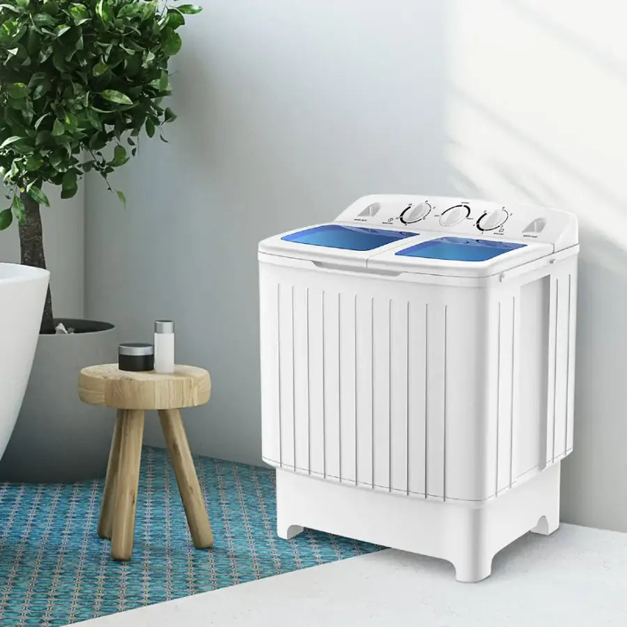 Costway-COST01950Portable Mini Compact Twin Tub 20 lb. Washing Machine Washer Spin Dryer