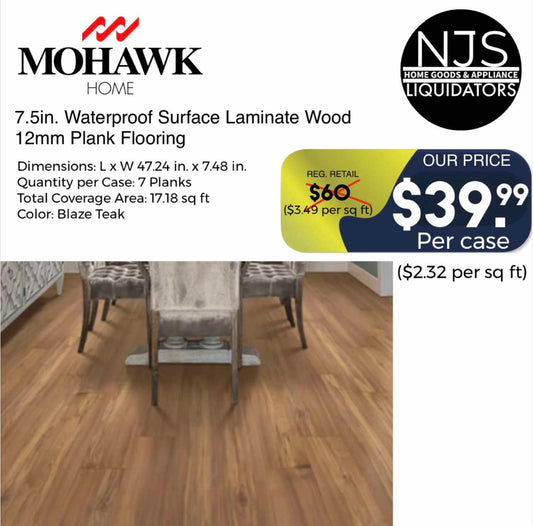 Mohawk Home Blaze Teak 7.5 in. Waterproof Surface Laminate Wood 12mm Plank Flooring