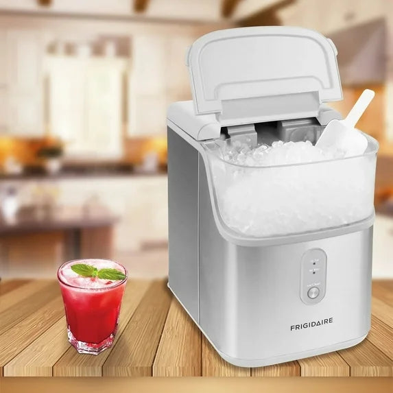 Frigidaire - 33 lbs. Premium Nugget Portable Ice Maker 8.7 in. Wide in Stainless Steel