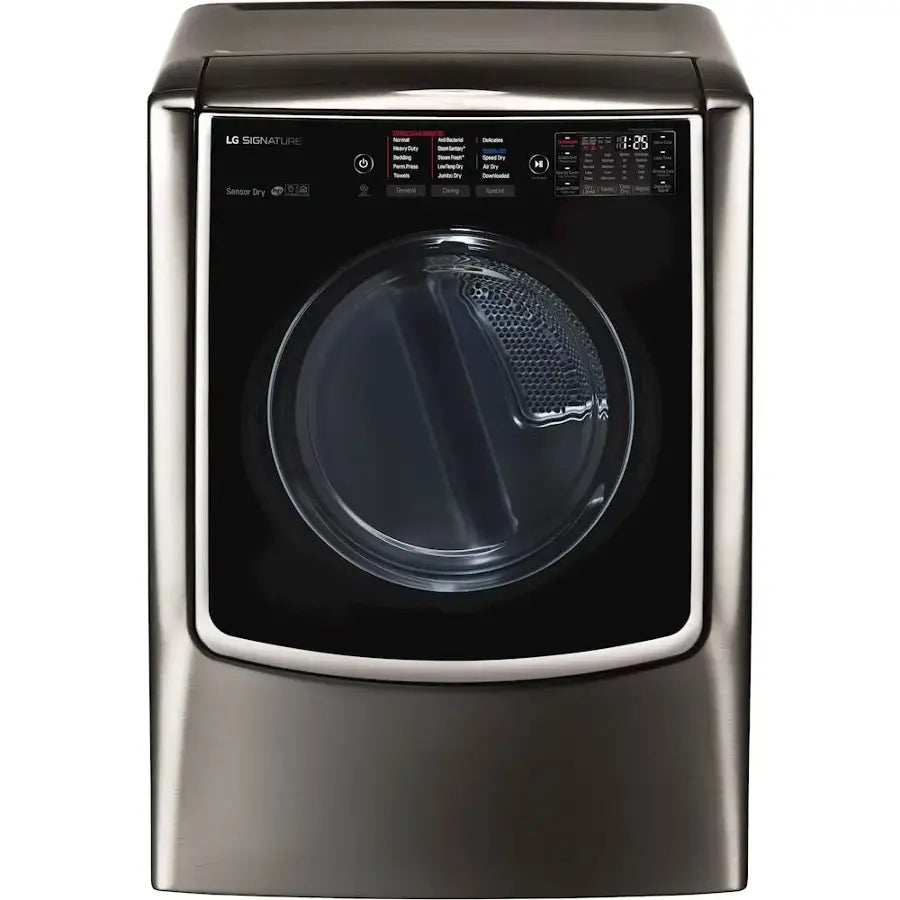 LG - DLGX9001V - SIGNATURE 9.0 Cu. Ft. Smart Electric Dryer with Steam and Sensor Dry - Black Stainless Steel