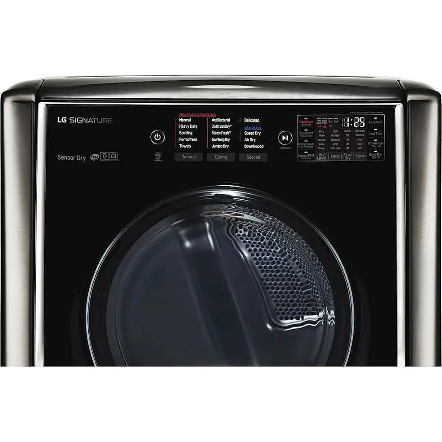 LG - DLGX9001V - SIGNATURE 9.0 Cu. Ft. Smart Electric Dryer with Steam and Sensor Dry - Black Stainless Steel