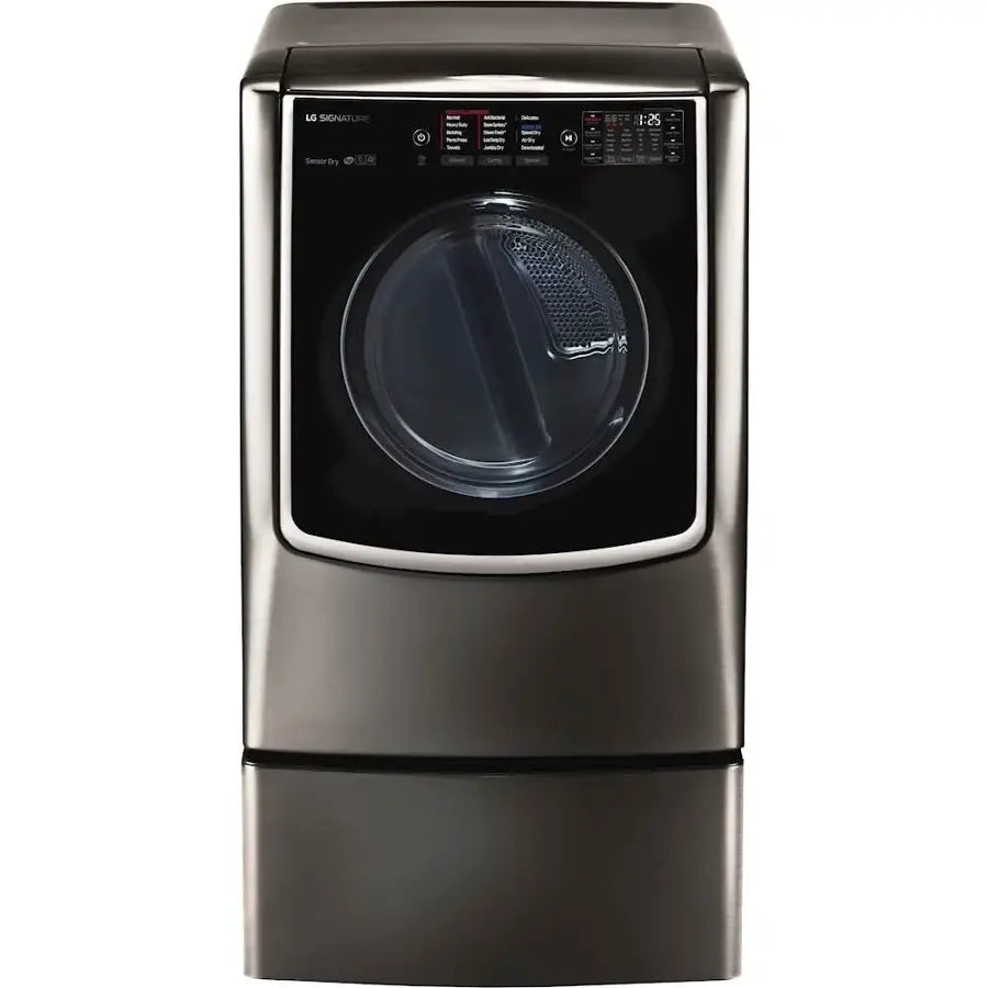 LG - DLGX9001V - SIGNATURE 9.0 Cu. Ft. Smart Electric Dryer with Steam and Sensor Dry - Black Stainless Steel