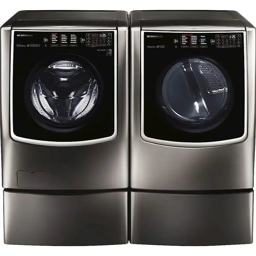 LG - DLGX9001V - SIGNATURE 9.0 Cu. Ft. Smart Electric Dryer with Steam and Sensor Dry - Black Stainless Steel