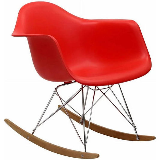 2xhome Red Mid Century Molded Shell Designer Plastic Rocking Chair (set of 2)