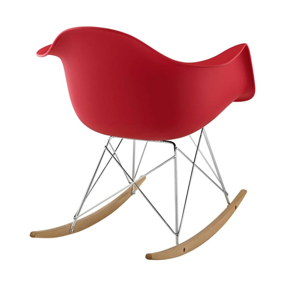 2xhome Red Mid Century Molded Shell Designer Plastic Rocking Chair (set of 2)