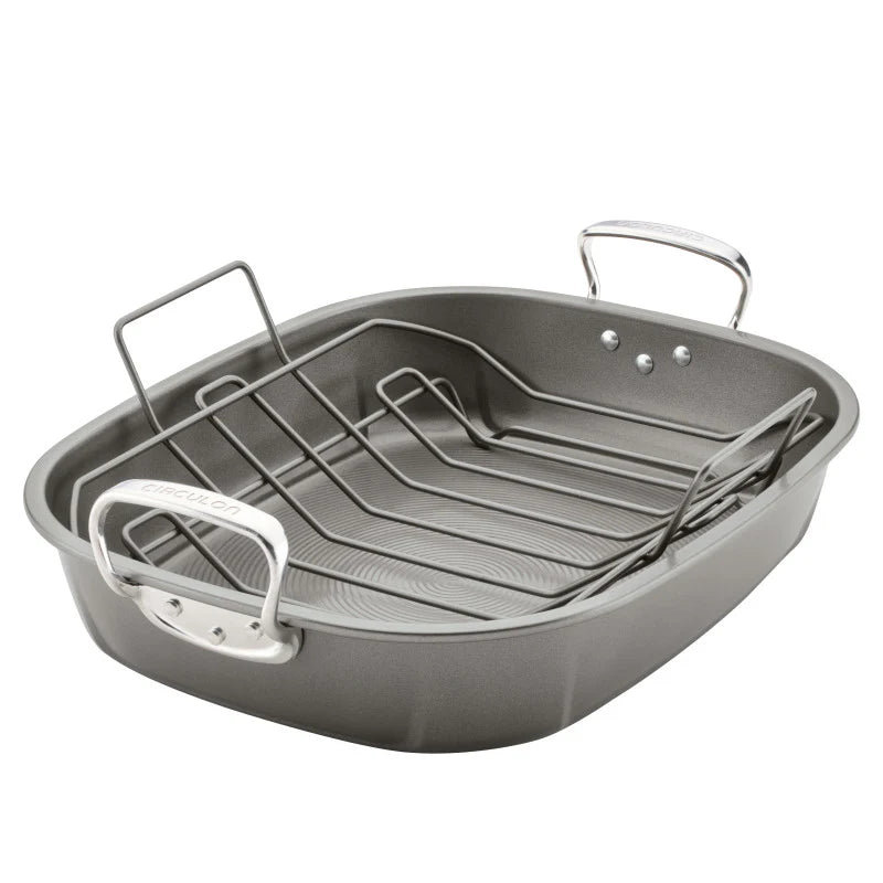 Cirulon - Nonstick 18-inch by 15-inch Oval Roaster with Rack