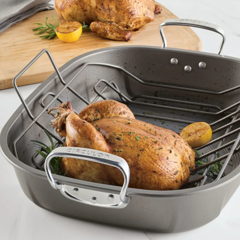 Cirulon - Nonstick 18-inch by 15-inch Oval Roaster with Rack