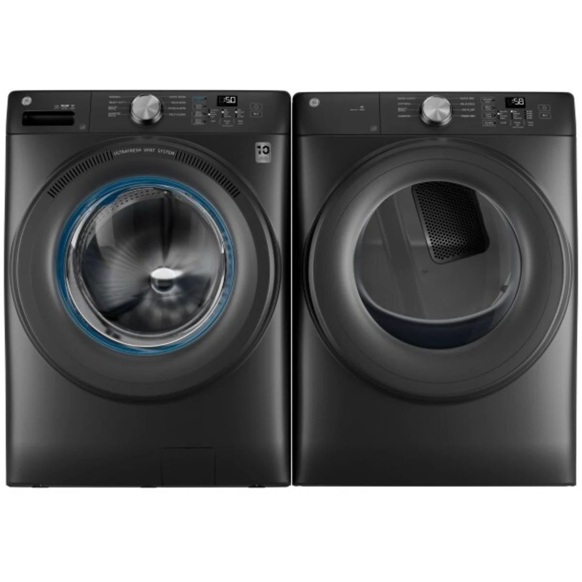 GE - GFD35GSPYDS - 28 Inch Smart Front Load Gas Dryer with 7.8 cu ft Capacity, Sanitize Cycle, Smart HQ, Wrinkle Care, Reversible Door, Damp Alert, 4 Way Venting, ADA Compliant and Energy Star Certified