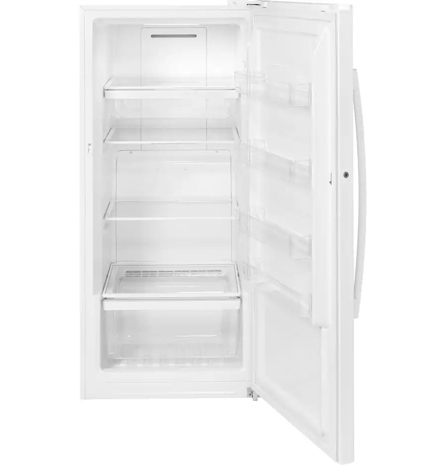 GE -FUF14DLRWW- 28 in. 14.1 cu. ft. Garage-Ready Upright Freezer with Adjustable Shelves - White