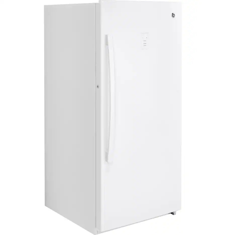 GE -FUF14DLRWW- 28 in. 14.1 cu. ft. Garage-Ready Upright Freezer with Adjustable Shelves - White