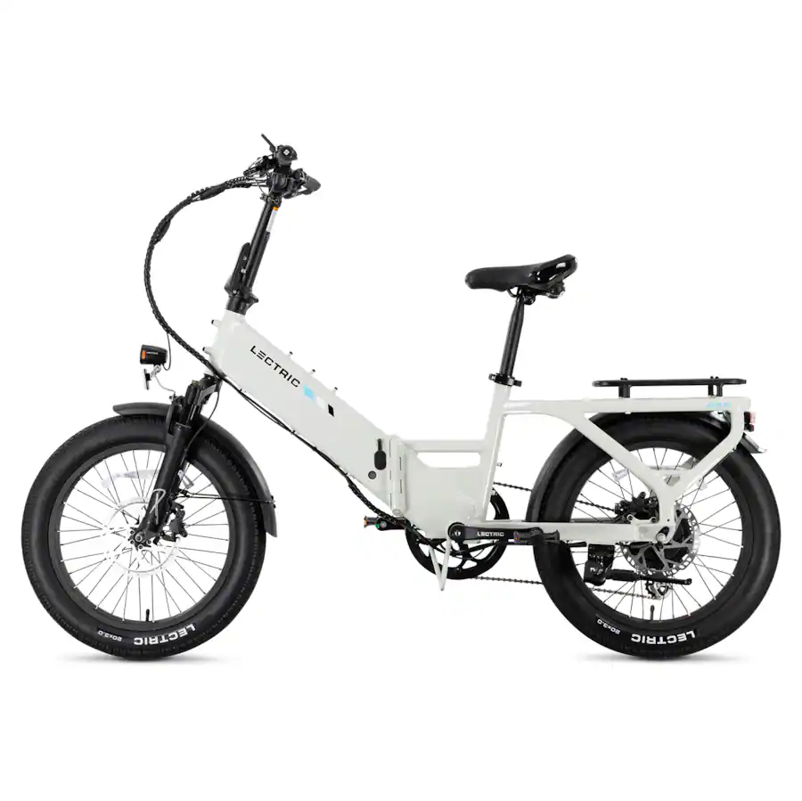 Lectric eBikes - XP4 Step-Thru Foldable eBike (Max 50mi/28mph) + LevelUp Rack - Stratus White Model: 401-01372-W001