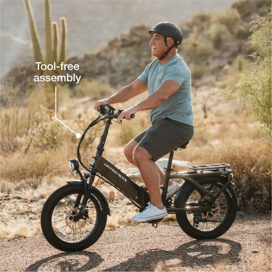 Lectric eBikes - XP4 750 Step-Thru Foldable Long-Range eBike (Max 85mi/28mph) + LevelUp Rack/Seat Post/Elite Headlight/Lock - Tempest Grey