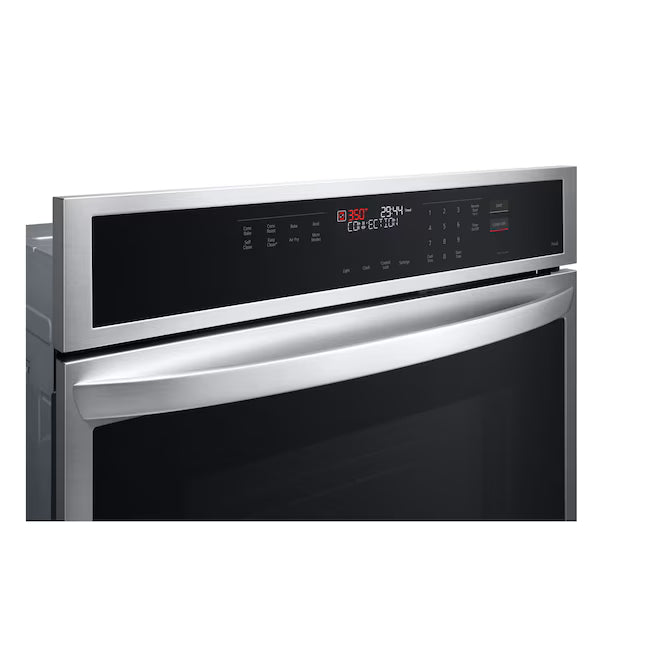 LG - WSEP4727F - 30 Inch Single Electric Smart Wall Oven with 4.7 cu. ft. True Convection Oven, EasyClean®, Air Fry, Steam Sous Vide, InstaView®, and SmoothTouch® Glass Controls: PrintProof Stainless Steel