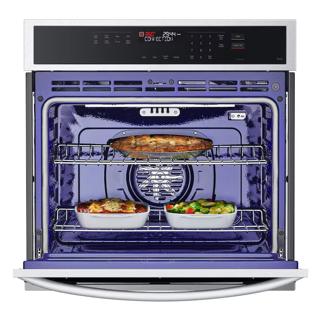 LG - WSEP4727F - 30 Inch Single Electric Smart Wall Oven with 4.7 cu. ft. True Convection Oven, EasyClean®, Air Fry, Steam Sous Vide, InstaView®, and SmoothTouch® Glass Controls: PrintProof Stainless Steel