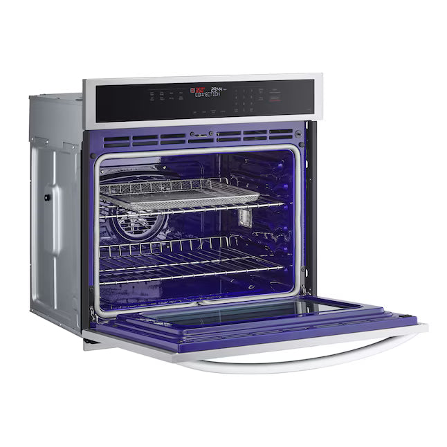 LG - WSEP4727F - 30 Inch Single Electric Smart Wall Oven with 4.7 cu. ft. True Convection Oven, EasyClean®, Air Fry, Steam Sous Vide, InstaView®, and SmoothTouch® Glass Controls: PrintProof Stainless Steel