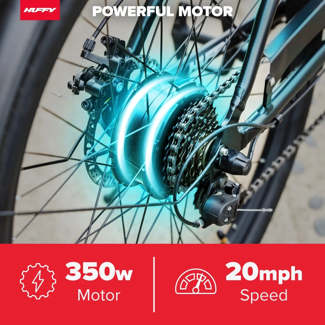 Huffy 27.5" Cadence 36V Adult Electric Comfort Bike, Fits Riders 5'0"+, Gray, Unisex