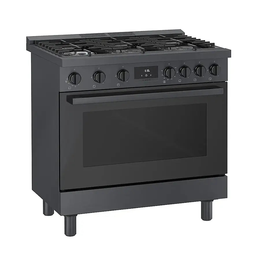 Bosch -HGS8645UC- 800 Series 3.5 Cu. Ft. Freestanding Gas Convection Range with 6 Dual Flame Ring Burners - Black stainless steel