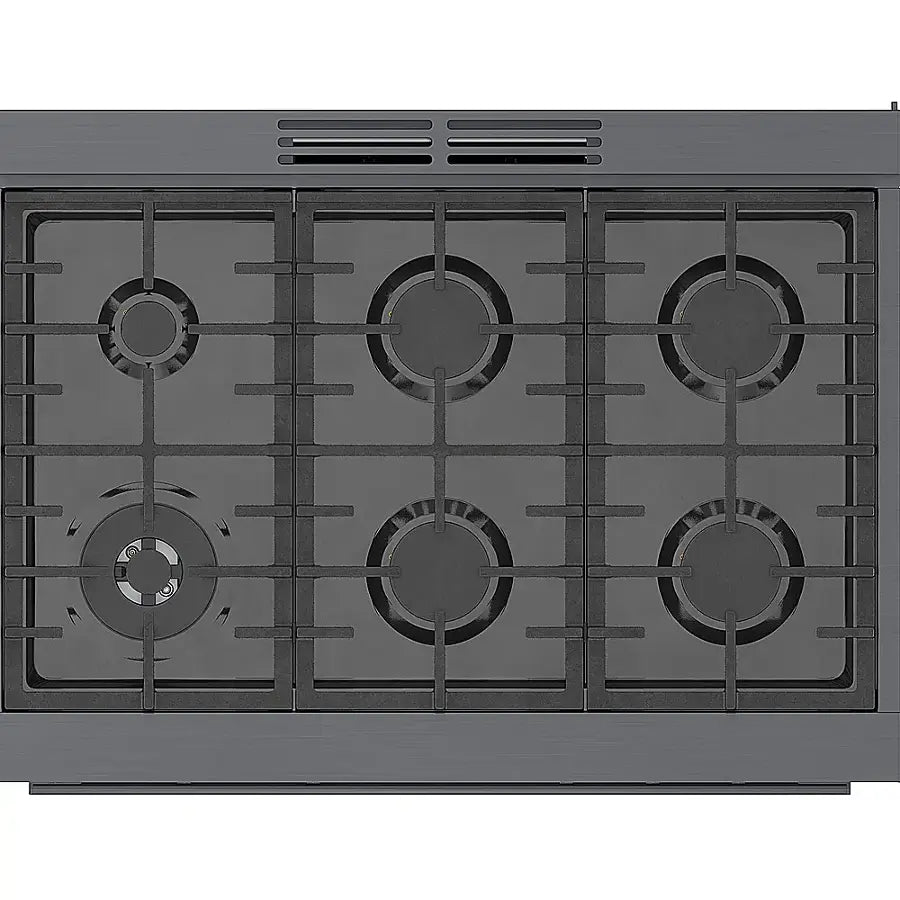 Bosch -HGS8645UC- 800 Series 3.5 Cu. Ft. Freestanding Gas Convection Range with 6 Dual Flame Ring Burners - Black stainless steel