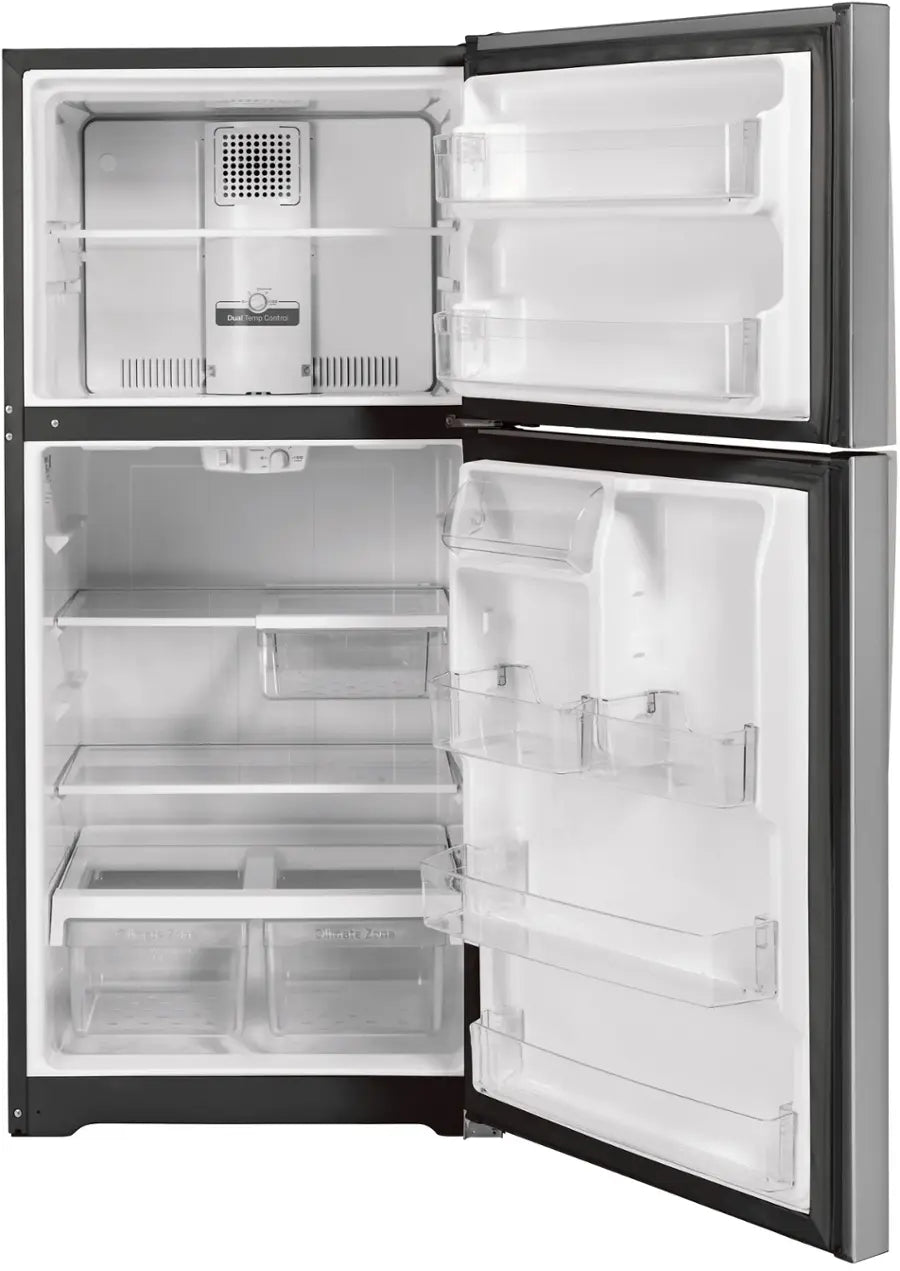 GE - GTS22KYNRFS - 21.9 Cu. Ft. Top-Freezer Refrigerator with Garage Ready Performance - Stainless Steel