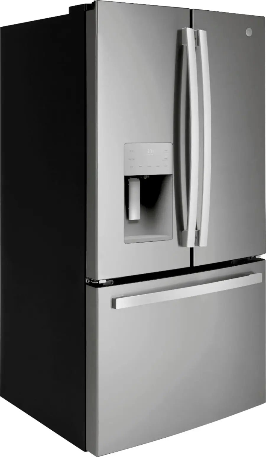 GE -GFE26JYMFS- 25.6 Cu. Ft. French Door Refrigerator with Space-Saving Ice Maker - Stainless Steel