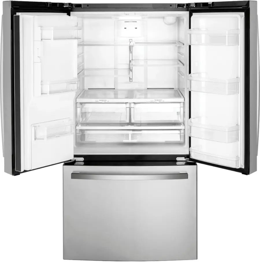 GE -GFE26JYMFS- 25.6 Cu. Ft. French Door Refrigerator with Space-Saving Ice Maker - Stainless Steel