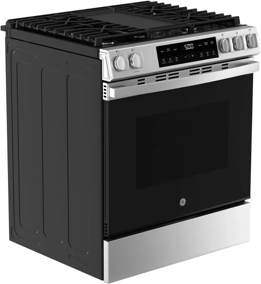 GE -GGS500SVSS-5.3 Cu. Ft. Slide In Gas Range with Steam Cleaning and Crisp Mode - Stainless Steel