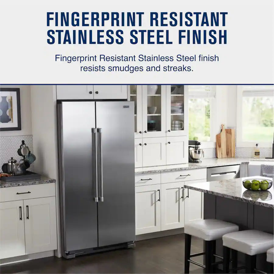 Maytag -MSS25N4MKZ-36 in. 24.9 cu. ft. Side by Side Refrigerator in Fingerprint Resistant Stainless Finish